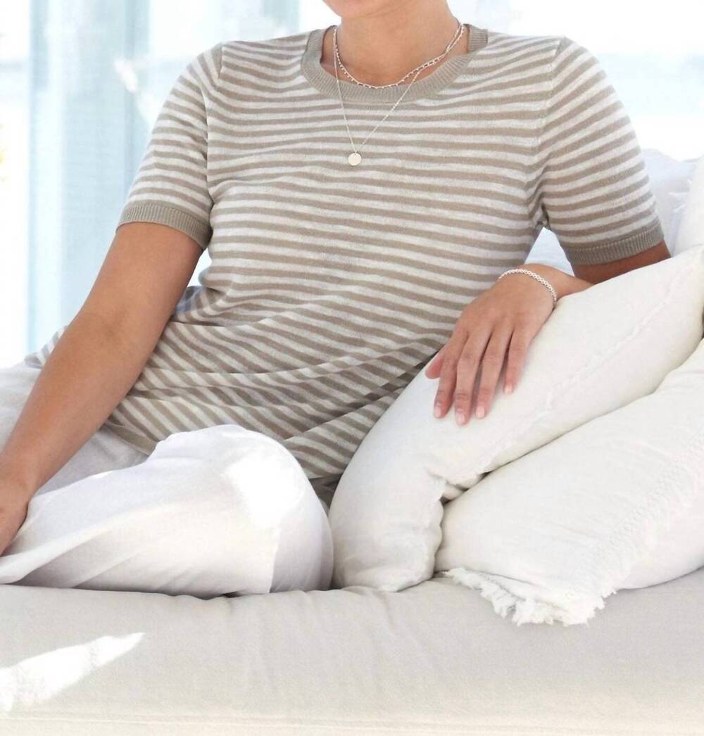 NEW FOIL women's why knot stripe top in clean khaki